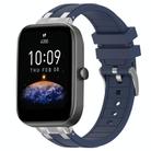 For Amazfit Bip3 Quick Release Silver Buckle 20mm Royal Silicone Watch Band(Navy Blue) - 1