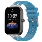 For Amazfit Bip3 Quick Release Silver Buckle 20mm Royal Silicone Watch Band(Sea Blue) - 1