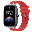 For Amazfit Bip3 Quick Release Silver Buckle 20mm Royal Silicone Watch Band(Red) - 1