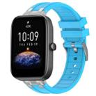 For Amazfit Bip3 Quick Release Silver Buckle 20mm Royal Silicone Watch Band(Sky Blue) - 1