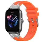 For Amazfit GTS 3 Quick Release Silver Buckle 20mm Royal Silicone Watch Band(Orange) - 1