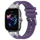 For Amazfit GTS 3 Quick Release Silver Buckle 20mm Royal Silicone Watch Band(Purple) - 1