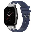 For Amazfit GTS 2e Quick Release Silver Buckle 20mm Royal Silicone Watch Band(Navy Blue) - 1