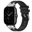 For Amazfit GTS 2e Quick Release Silver Buckle 20mm Royal Silicone Watch Band(Black) - 1