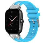 For Amazfit GTS 2e Quick Release Silver Buckle 20mm Royal Silicone Watch Band(Sky Blue) - 1