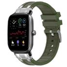 For Amazfit GTS 2 Mini Quick Release Silver Buckle 20mm Royal Silicone Watch Band(Olive Green) - 1