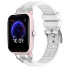 For Amazfit Pop Pro Quick Release Silver Buckle 20mm Royal Silicone Watch Band(White) - 1