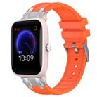 For Amazfit Pop Pro Quick Release Silver Buckle 20mm Royal Silicone Watch Band(Orange) - 1