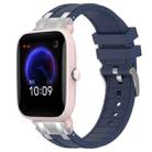 For Amazfit Pop Pro Quick Release Silver Buckle 20mm Royal Silicone Watch Band(Navy Blue) - 1