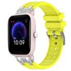 For Amazfit Pop Pro Quick Release Silver Buckle 20mm Royal Silicone Watch Band(Vital Yellow) - 1