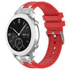 For Amazfit Pop Quick Release Silver Buckle 20mm Royal Silicone Watch Band(Red) - 1