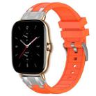 For Amazfit GTS 2 Quick Release Silver Buckle 20mm Royal Silicone Watch Band(Orange) - 1