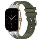 For Amazfit GTS 2 Quick Release Silver Buckle 20mm Royal Silicone Watch Band(Olive Green) - 1