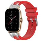 For Amazfit GTS 2 Quick Release Silver Buckle 20mm Royal Silicone Watch Band(Red) - 1