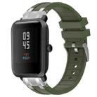 For Amazfit Bip S Quick Release Silver Buckle 20mm Royal Silicone Watch Band(Olive Green) - 1