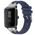 For Amazfit Bip S Quick Release Silver Buckle 20mm Royal Silicone Watch Band(Navy Blue) - 1