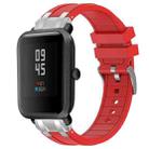 For Amazfit Bip S Quick Release Silver Buckle 20mm Royal Silicone Watch Band(Red) - 1