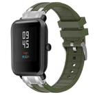 For Amazfit Bip Lite Quick Release Silver Buckle 20mm Royal Silicone Watch Band(Olive Green) - 1