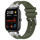 For Amazfit GTS Quick Release Silver Buckle 20mm Royal Silicone Watch Band(Olive Green) - 1