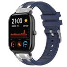 For Amazfit GTS Quick Release Silver Buckle 20mm Royal Silicone Watch Band(Navy Blue) - 1