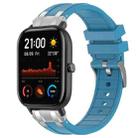 For Amazfit GTS Quick Release Silver Buckle 20mm Royal Silicone Watch Band(Sea Blue) - 1