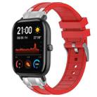 For Amazfit GTS Quick Release Silver Buckle 20mm Royal Silicone Watch Band(Red) - 1