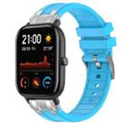 For Amazfit GTS Quick Release Silver Buckle 20mm Royal Silicone Watch Band(Sky Blue) - 1