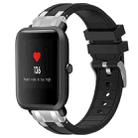 For Amazfit Bip Quick Release Silver Buckle 20mm Royal Silicone Watch Band(Black) - 1