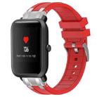 For Amazfit Bip Quick Release Silver Buckle 20mm Royal Silicone Watch Band(Red) - 1