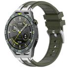 For Huawei Watch GT3 SE 22mm Quick Release Silver Buckle Royal Silicone Watch Band(Olive Green) - 1