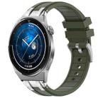 For Huawei Watch GT3 Pro 46mm 22mm Quick Release Silver Buckle Royal Silicone Watch Band(Olive Green) - 1