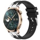 For Honor Watch 4 Pro 22mm Quick Release Silver Buckle Royal Silicone Watch Band(Black) - 1