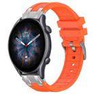 For Amazfit Watch GTR 3 pro 22mm Quick Release Silver Buckle Royal Silicone Watch Band(Orange) - 1