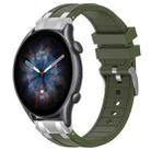 For Amazfit Watch GTR 3 pro 22mm Quick Release Silver Buckle Royal Silicone Watch Band(Olive Green) - 1