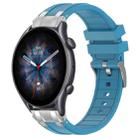 For Amazfit Watch GTR 3 pro 22mm Quick Release Silver Buckle Royal Silicone Watch Band(Sea Blue) - 1