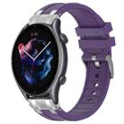 For Amazfit Watch GTR 3 22mm Quick Release Silver Buckle Royal Silicone Watch Band(Purple) - 1