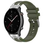 For Amazfit Watch GTR 2e 22mm Quick Release Silver Buckle Royal Silicone Watch Band(Olive Green) - 1