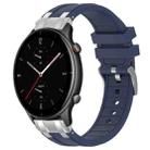 For Amazfit Watch GTR 2e 22mm Quick Release Silver Buckle Royal Silicone Watch Band(Navy Blue) - 1