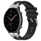 For Amazfit Watch GTR 2e 22mm Quick Release Silver Buckle Royal Silicone Watch Band(Black) - 1