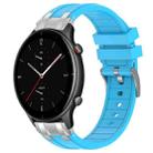 For Amazfit Watch GTR 2e 22mm Quick Release Silver Buckle Royal Silicone Watch Band(Sky Blue) - 1