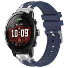 For Amazfit Sport Watch 3 22mm Quick Release Silver Buckle Royal Silicone Watch Band(Navy Blue) - 1