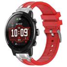 For Amazfit Sport Watch 3 22mm Quick Release Silver Buckle Royal Silicone Watch Band(Red) - 1