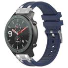 For Amazfit Watch GTR 47mm 22mm Quick Release Silver Buckle Royal Silicone Watch Band(Navy Blue) - 1