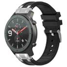 For Amazfit Watch GTR 47mm 22mm Quick Release Silver Buckle Royal Silicone Watch Band(Black) - 1