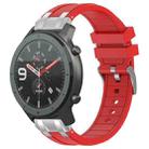 For Amazfit Watch GTR 47mm 22mm Quick Release Silver Buckle Royal Silicone Watch Band(Red) - 1