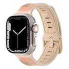 For Apple Watch Series 9 45mm Leather Skin Silicone Watch Band(Pink) - 1