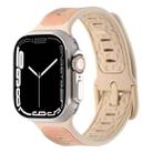 For Apple Watch Series 8 45mm Leather Skin Silicone Watch Band(Pink) - 1