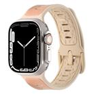 For Apple Watch Series 7 45mm Leather Skin Silicone Watch Band(Pink) - 1