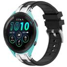 For Garmin Forerunner 265 Music 22mm Quick Release Silver Buckle Royal Silicone Watch Band(Black) - 1
