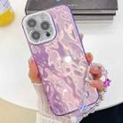 For iPhone 16 Pro Max Plating Glitter Texture Chain Wristband TPU Phone Case with Lens Film(Purple Wrinkles) - 1